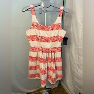 Want and Need Fit‎ and Flare Dress Womens XL Red White Floral Stripe Sleeveless